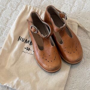 Humble Soles Brown Leather Mary Jane T-Strap Shoes